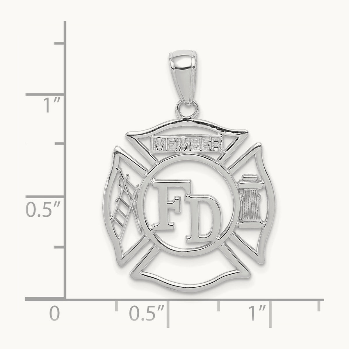 FD MEMBER in Shield Pendant — 14K White Gold