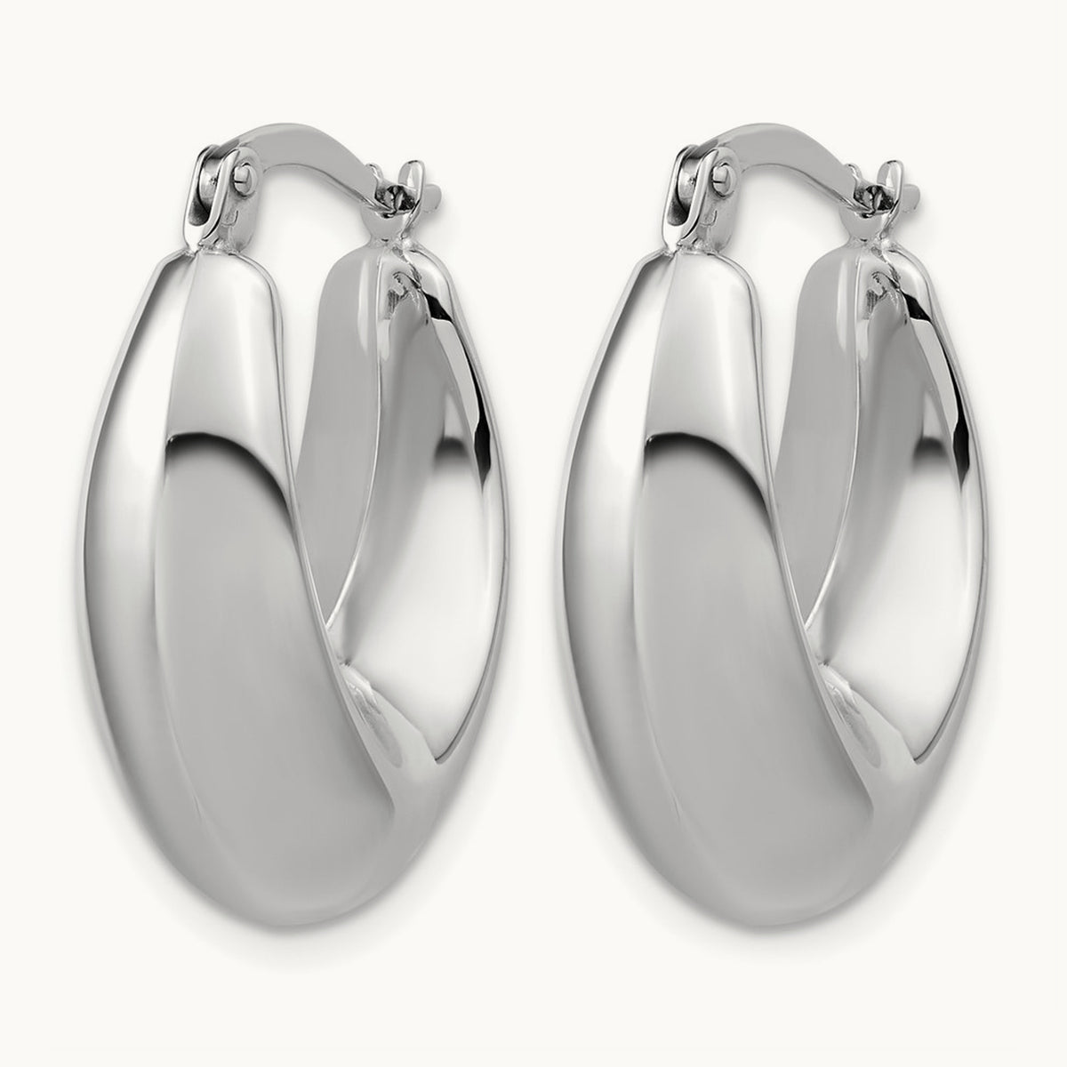 Polished Hoop Earrings, 24mm, 9.75mm wide — Leslie's in 14K White Gold