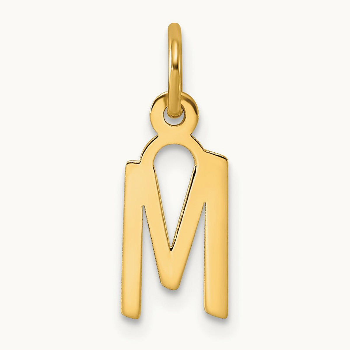 Small Slanted Block Initial Charm — 14K Yellow Gold, M