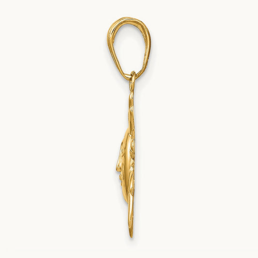 Polished Small Sun Charm, 14K