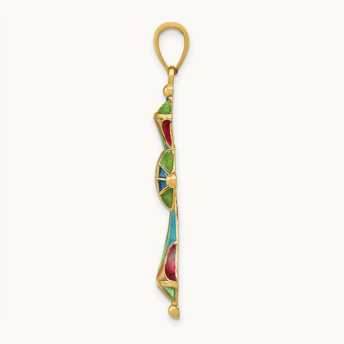 Multi Color Enamel Cross Pendant, 14K