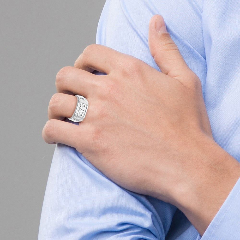 Diamond men's Ring, 14K Gold — 14K White Gold, 10