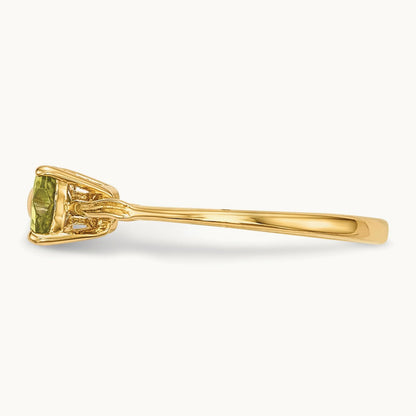 Polished Peridot Bow Ring, 14K Gold
