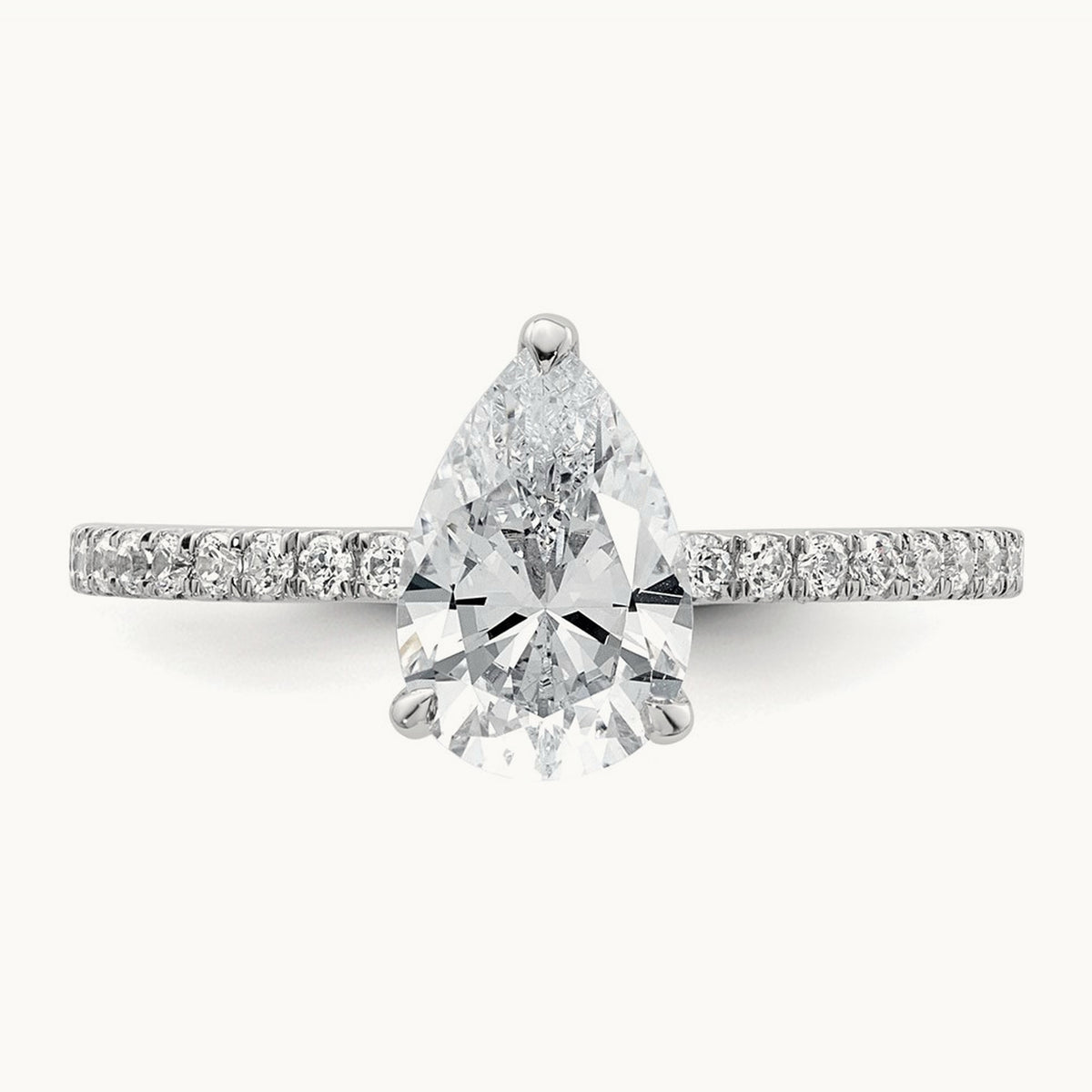 Pear Solitaire Engagement Ring, 1.25-4.75 ct tw Lab-Grown Diamond — 1 3/8 ct, 14K White Gold