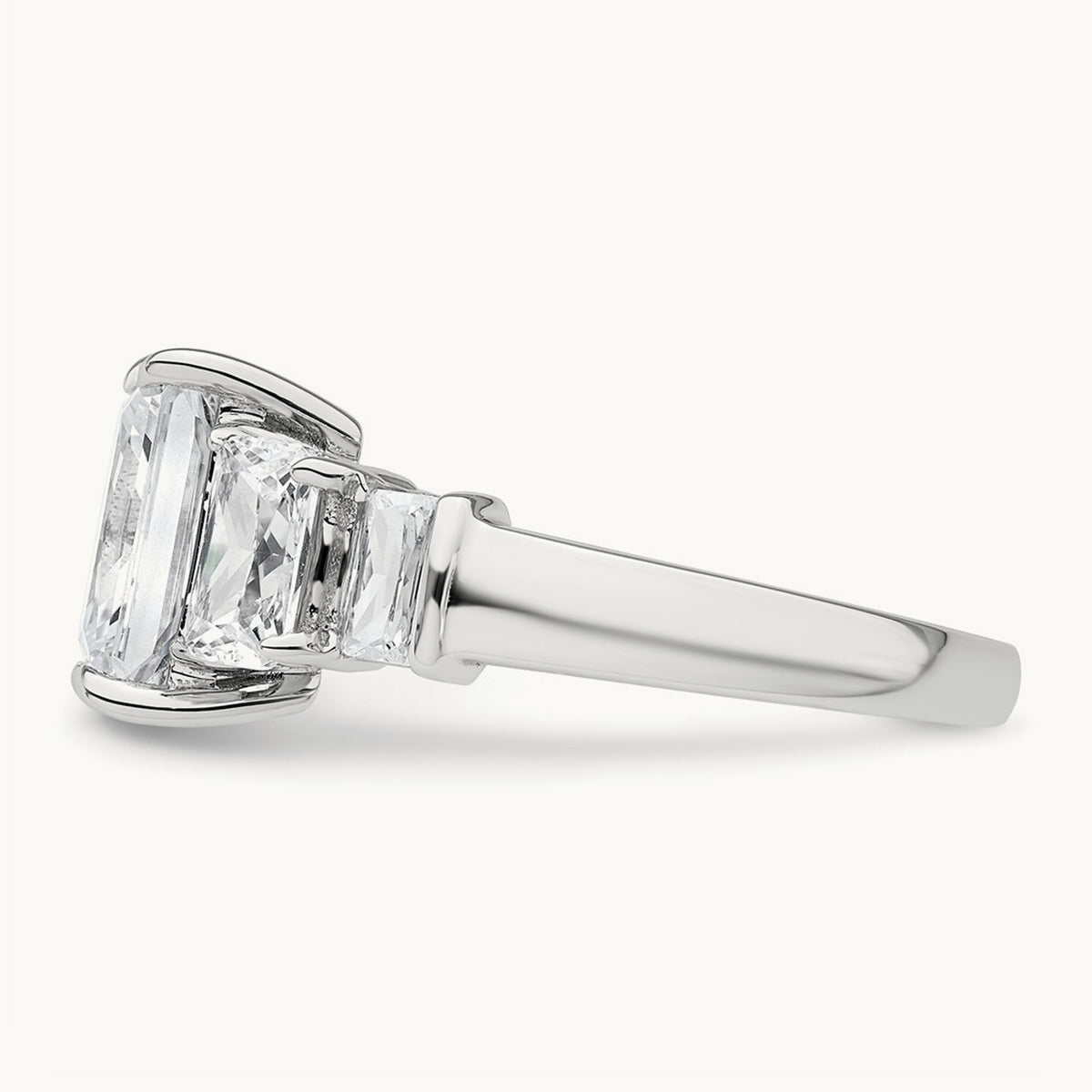 Emerald 3 Stone Engagement Ring, 3.50 ct tw Lab-Grown Diamond — VS (Best), 14K White Gold