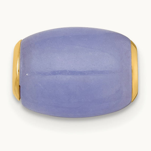 Polished Lavender Jade Oval Bead Slide Pendant, 14K