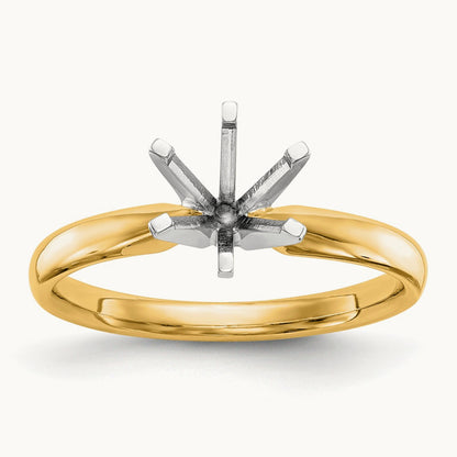 1ct. Lightweight Comfort-Fit 6-Prong Ring Mounting, 14K Two-tone