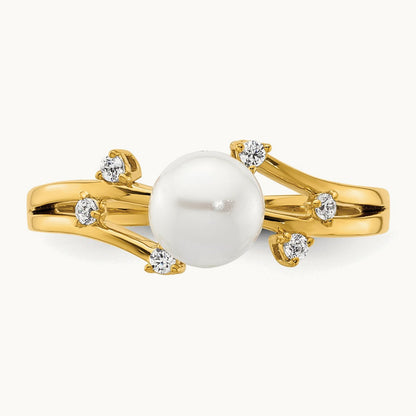 Polished Diamond and Pearl Fashion Ring — photo set