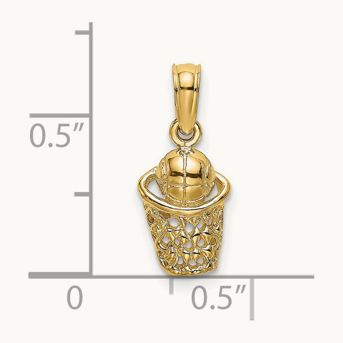 Basketball w/Net Charm, 14K