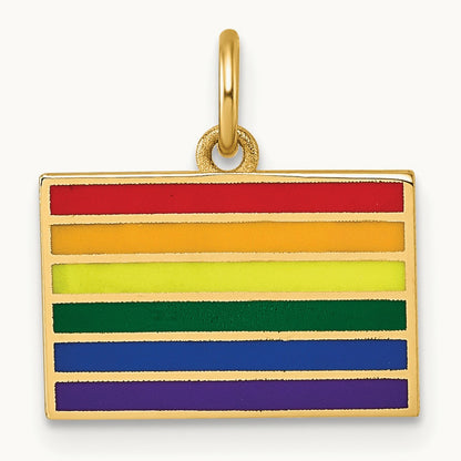 Polished Enameled Rainbow Flag Pendant, 14K