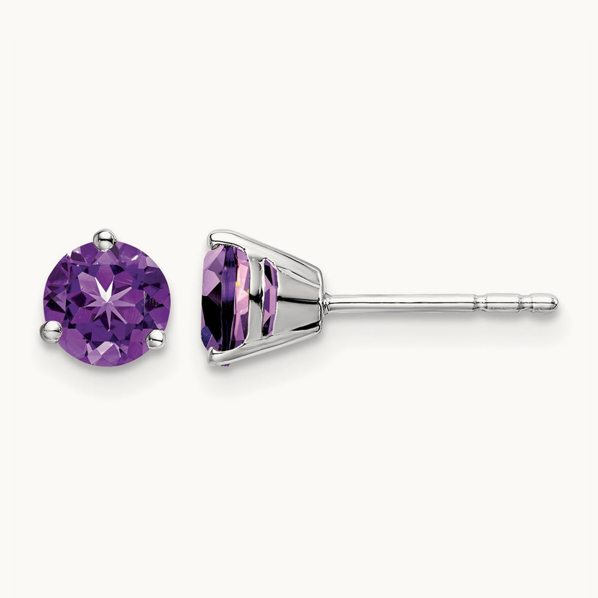 Round Amethyst Earrings — 5.4mm