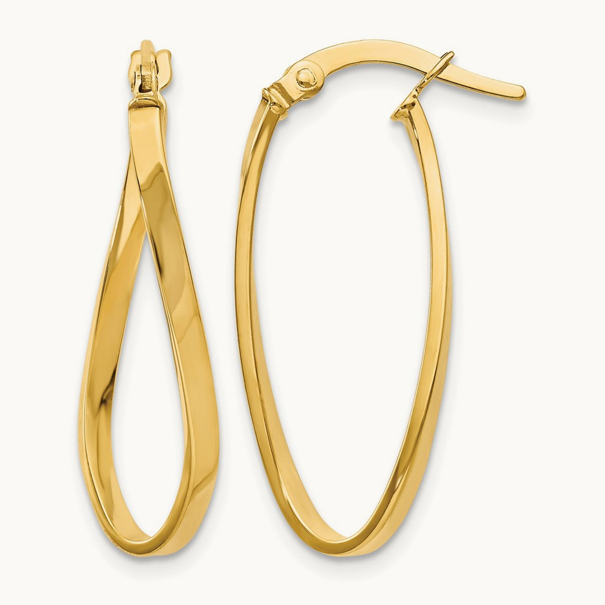Polished Oval Hoop Earrings, 14K — Leslie's