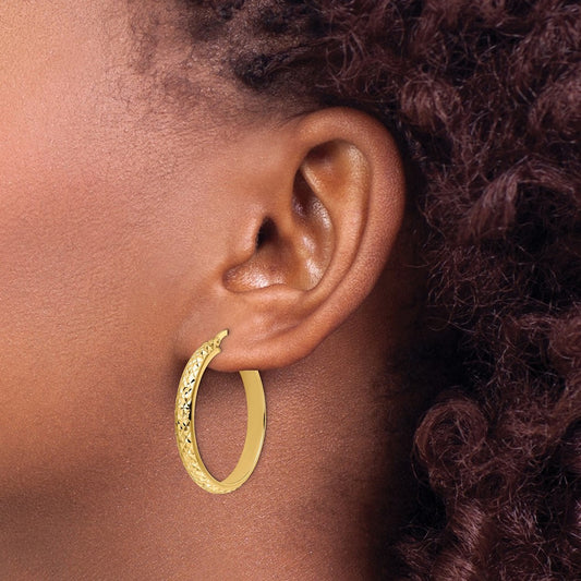 Polished Diamond Cut Hoop Earrings — photo set