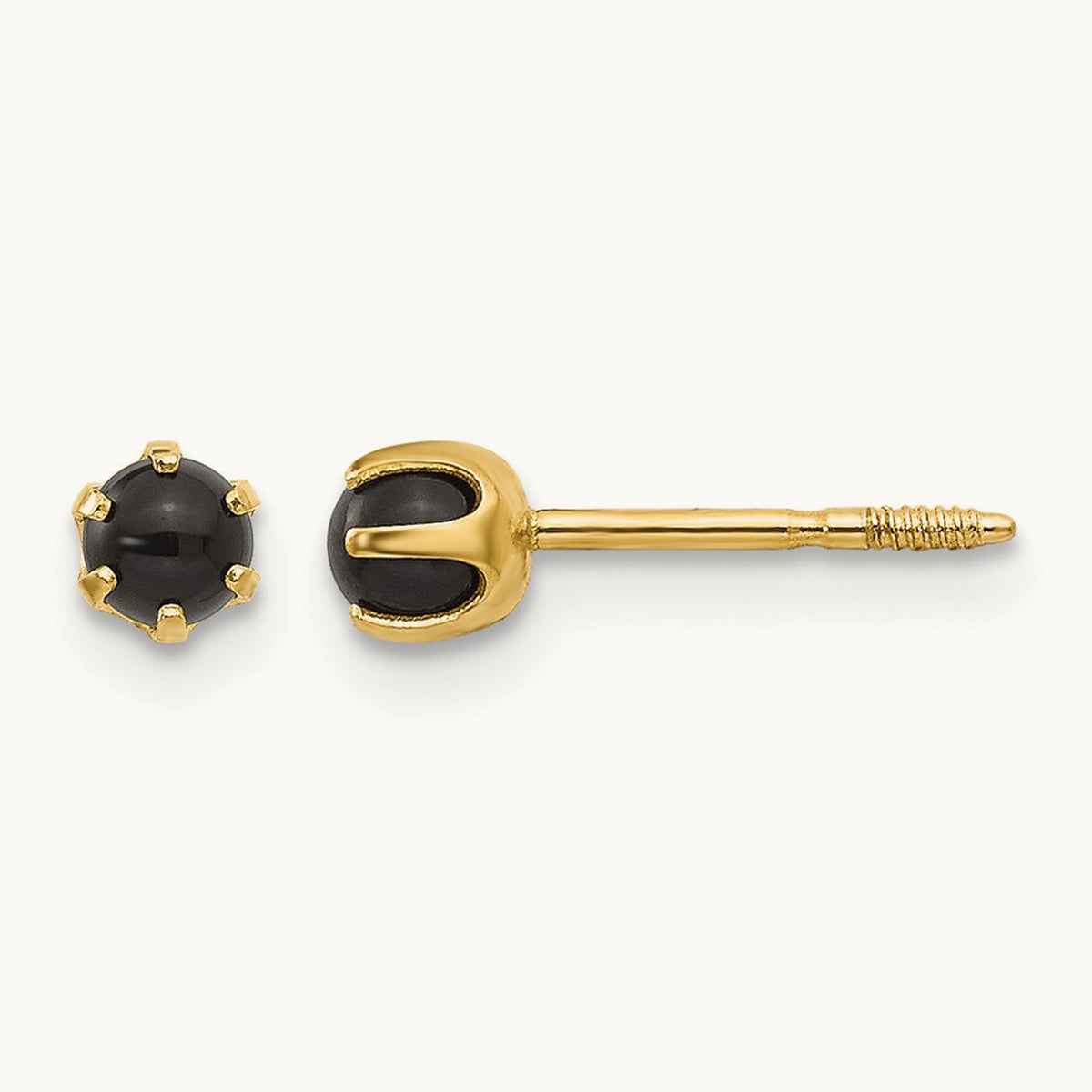 Madi K Onyx Post Earrings, 3mm, 14K