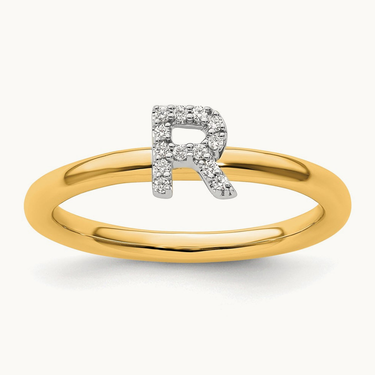 Stackable Diamond Ring — 14K Yellow Gold, R