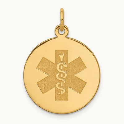 Non-enameled Medical Jewelry Pendant, 14K