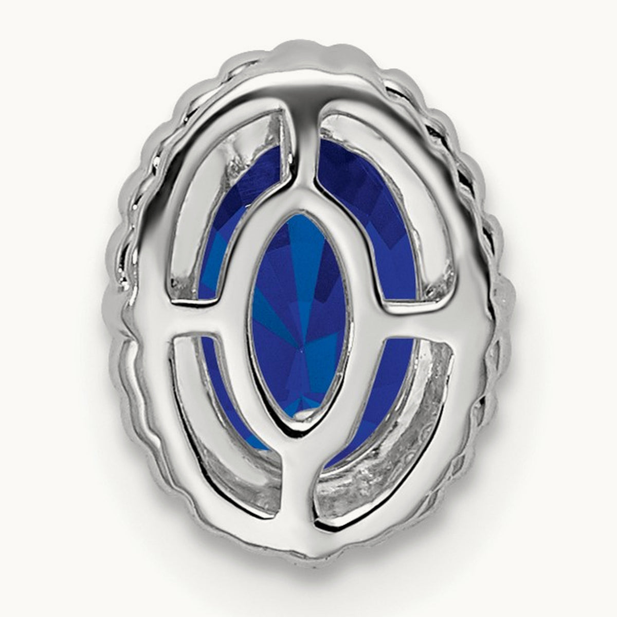 Oval Sapphire Chain Slide, 14K White Gold