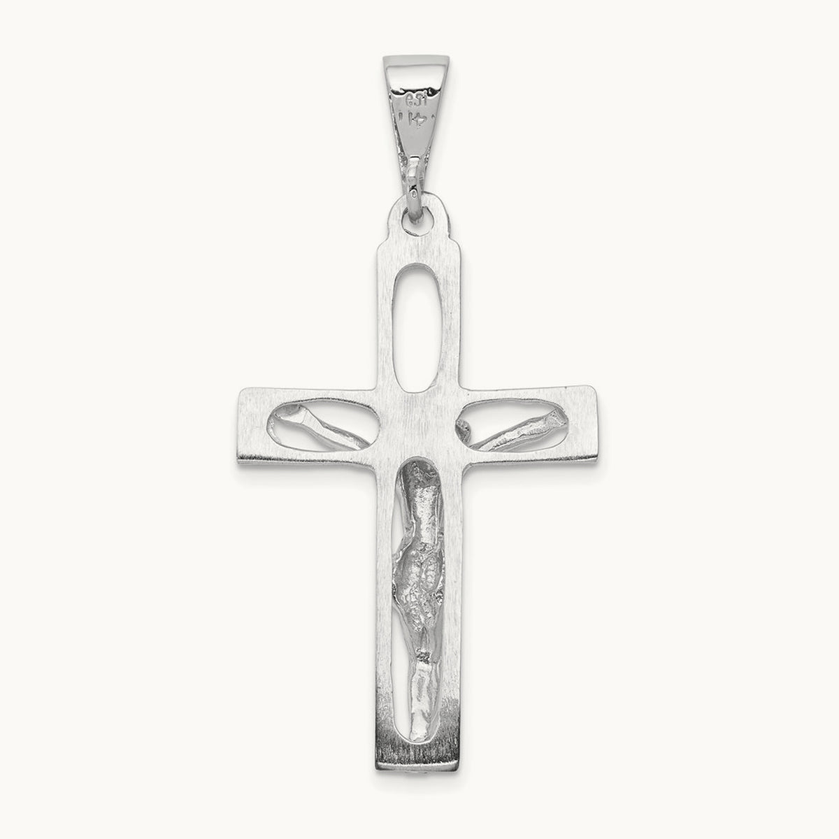 Crucifix Pendant, 14K White Gold