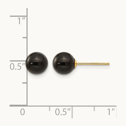 Onyx Bead Earrings — 14K Yellow Gold