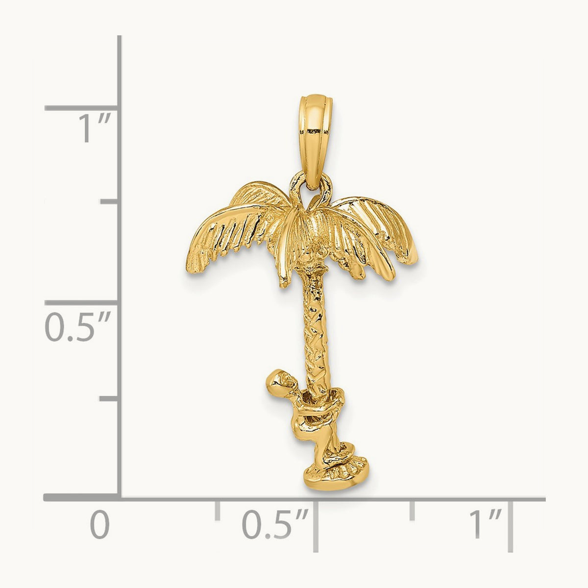 3-D Palm Tree W/Moveable Man Charm, 14K
