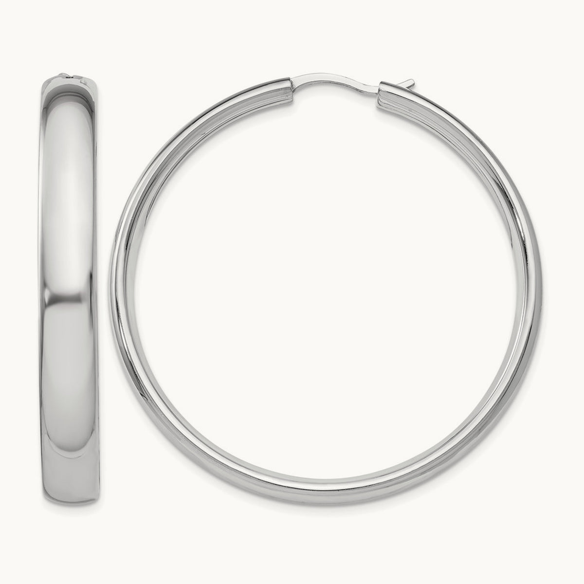 Rhodium-plated Half Round Tube Earrings, Sterling Silver — Leslie's