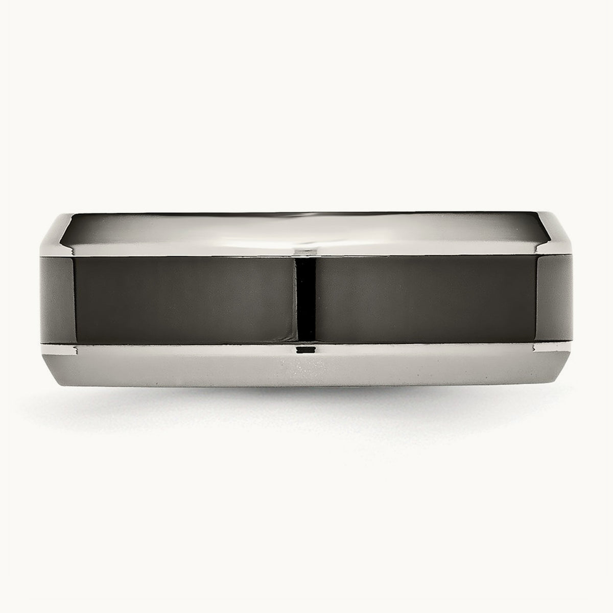 Base w/Polished Black Ceramic Center Beveled Band, Stainless Steel