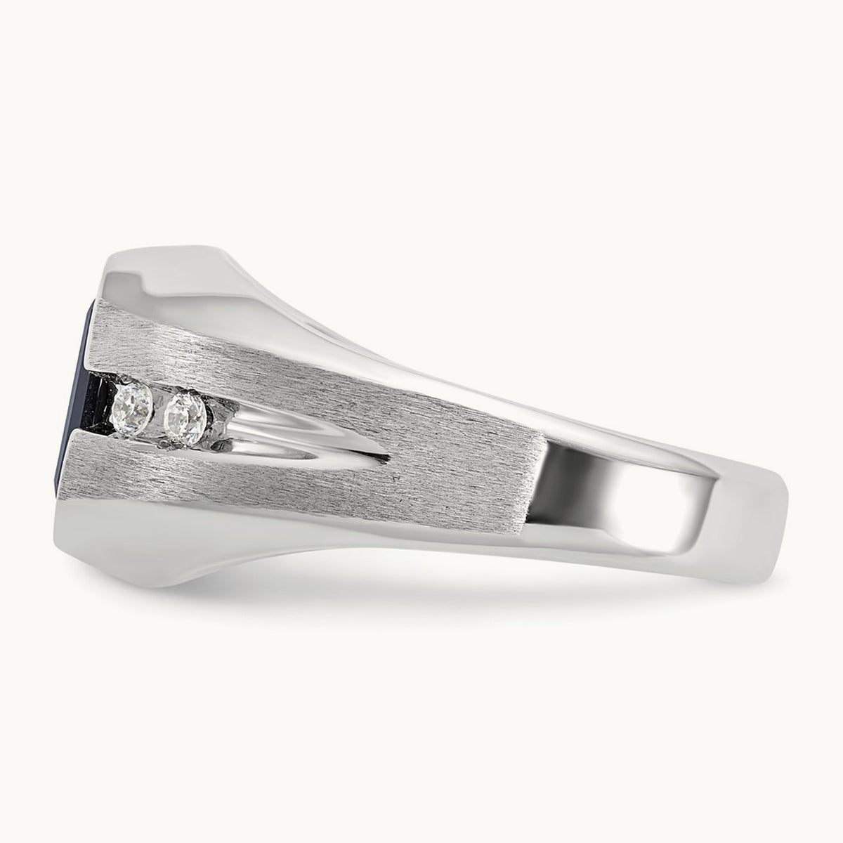 IBGoodman Men's Polished & Satin Onyx & Diamond Ring, 14K White Gold