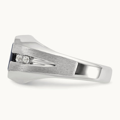 IBGoodman Men's Polished & Satin Onyx & Diamond Ring, 14K White Gold