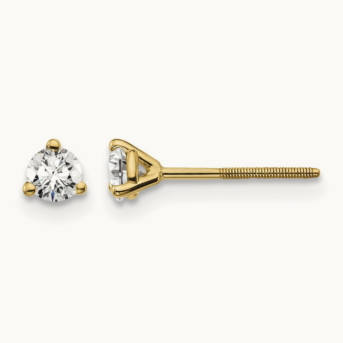 Round Stud Earrings, 0.10-6.00 ct tw Lab-Grown Diamond — 1/4 ct, 18K Yellow Gold
