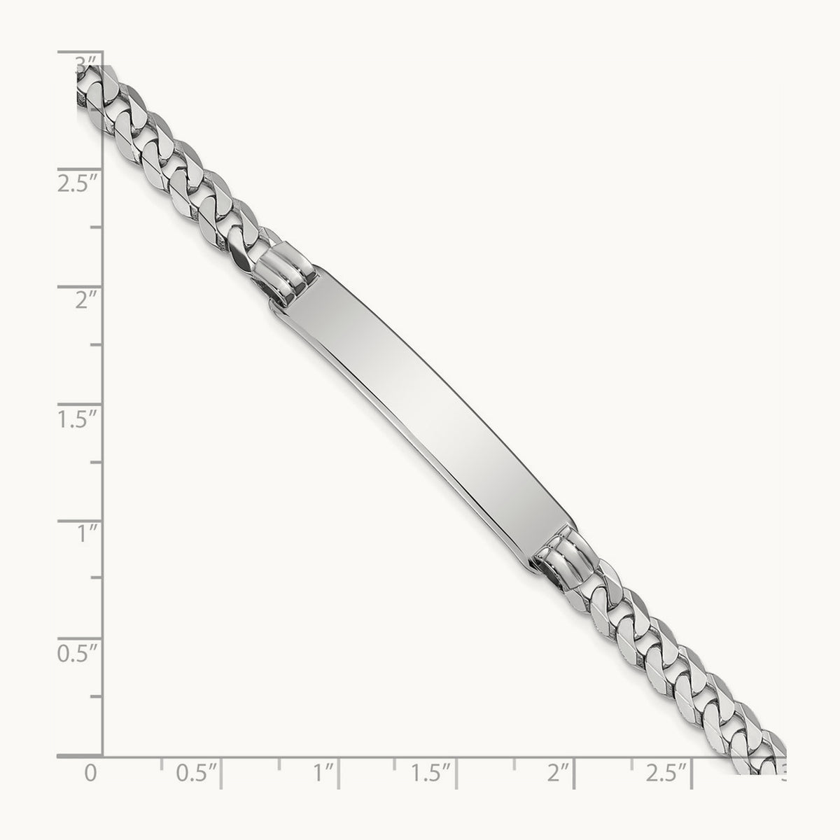 WG Flat Curb Link ID Bracelet, 14K