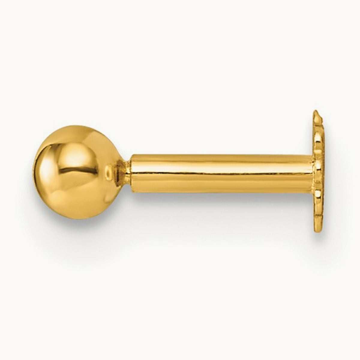Polished Ball 16 Gauge Labret Stud, 3mm, 14K