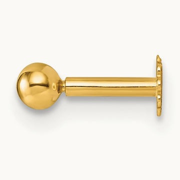 Polished Ball 16 Gauge Labret Stud, 3mm, 14K