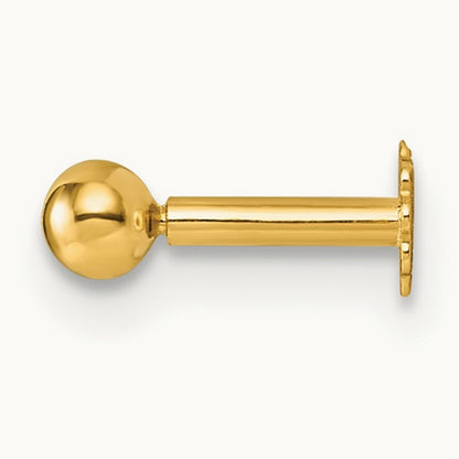 Polished Ball 16 Gauge Labret Stud, 3mm, 14K