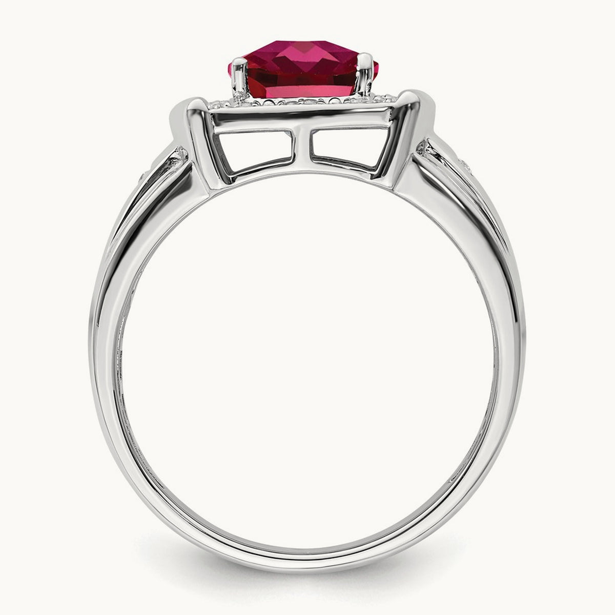 Cushion Created Ruby and Diamond Mens Ring — photo set