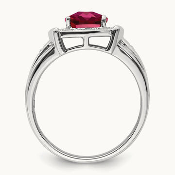 Cushion Created Ruby and Diamond Mens Ring — photo set