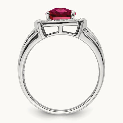 Cushion Created Ruby and Diamond Mens Ring — photo set