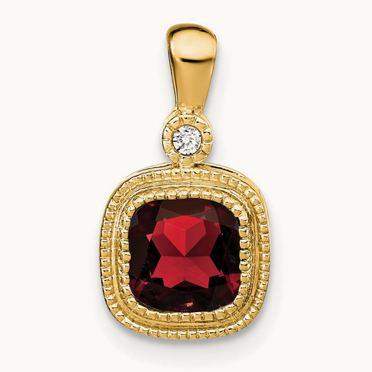 Cushion Garnet and Diamond Pendant — photo set