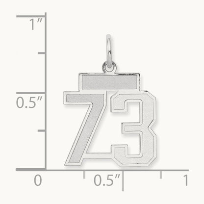 Small Satin Number 73 Charm, 14K White Gold