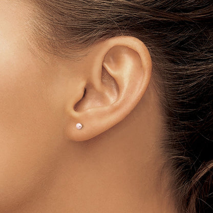 Button Freshwater Cultured Pearl Stud Post Earrings — 14K Yellow Gold