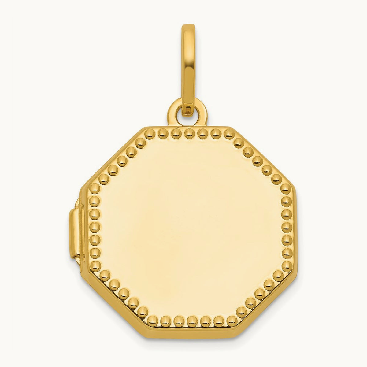 Polished with Border Octagon Shaped Locket, 18mm, 14K