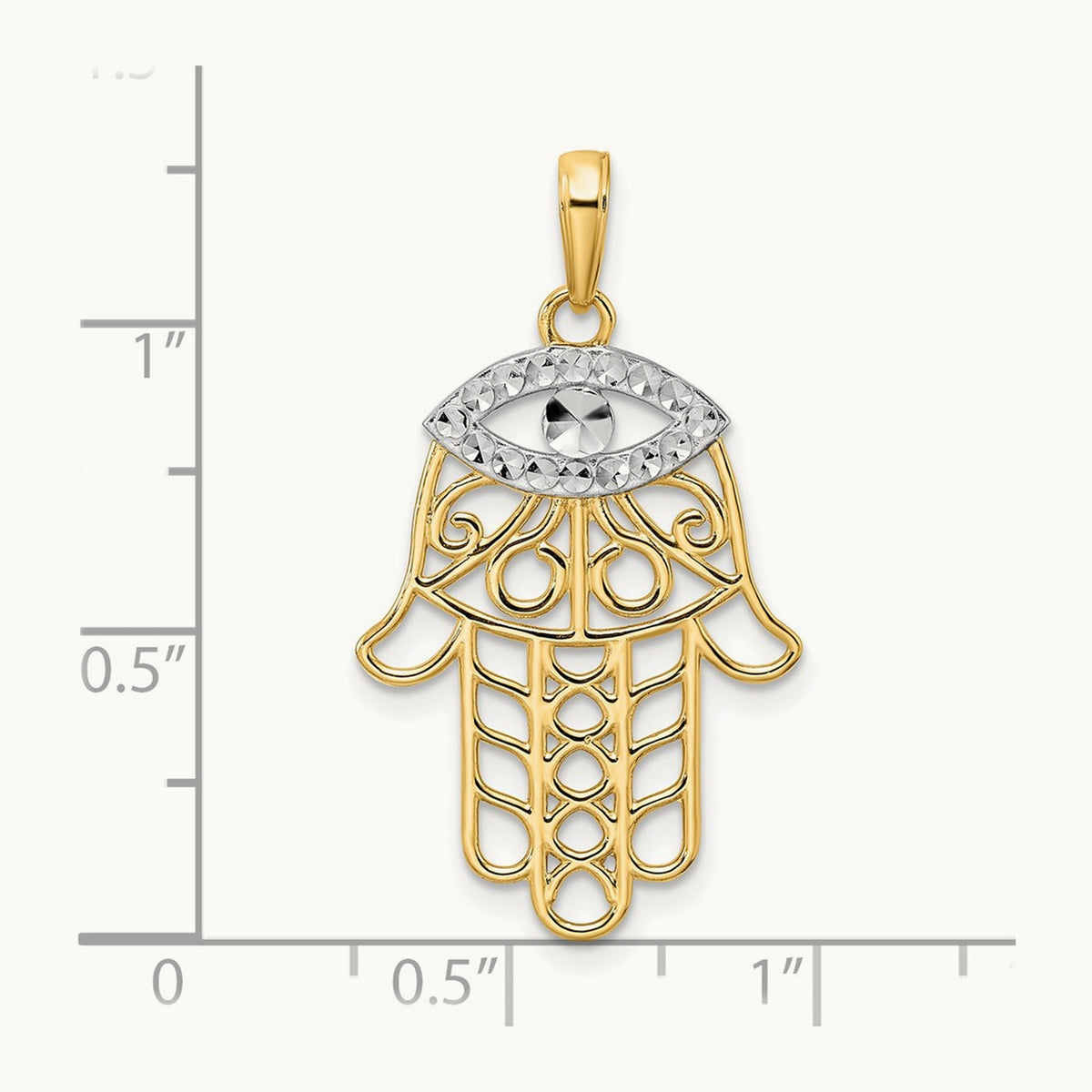 & D/C Evil Eye Hamsa Pendant — 33.22mm