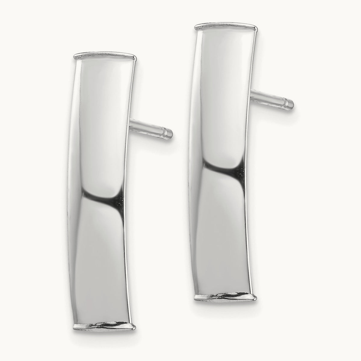 Polished Post Earrings — 14K White Gold