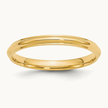 Half Round with Edge Band, 2.5mm, 10K Yellow Gold