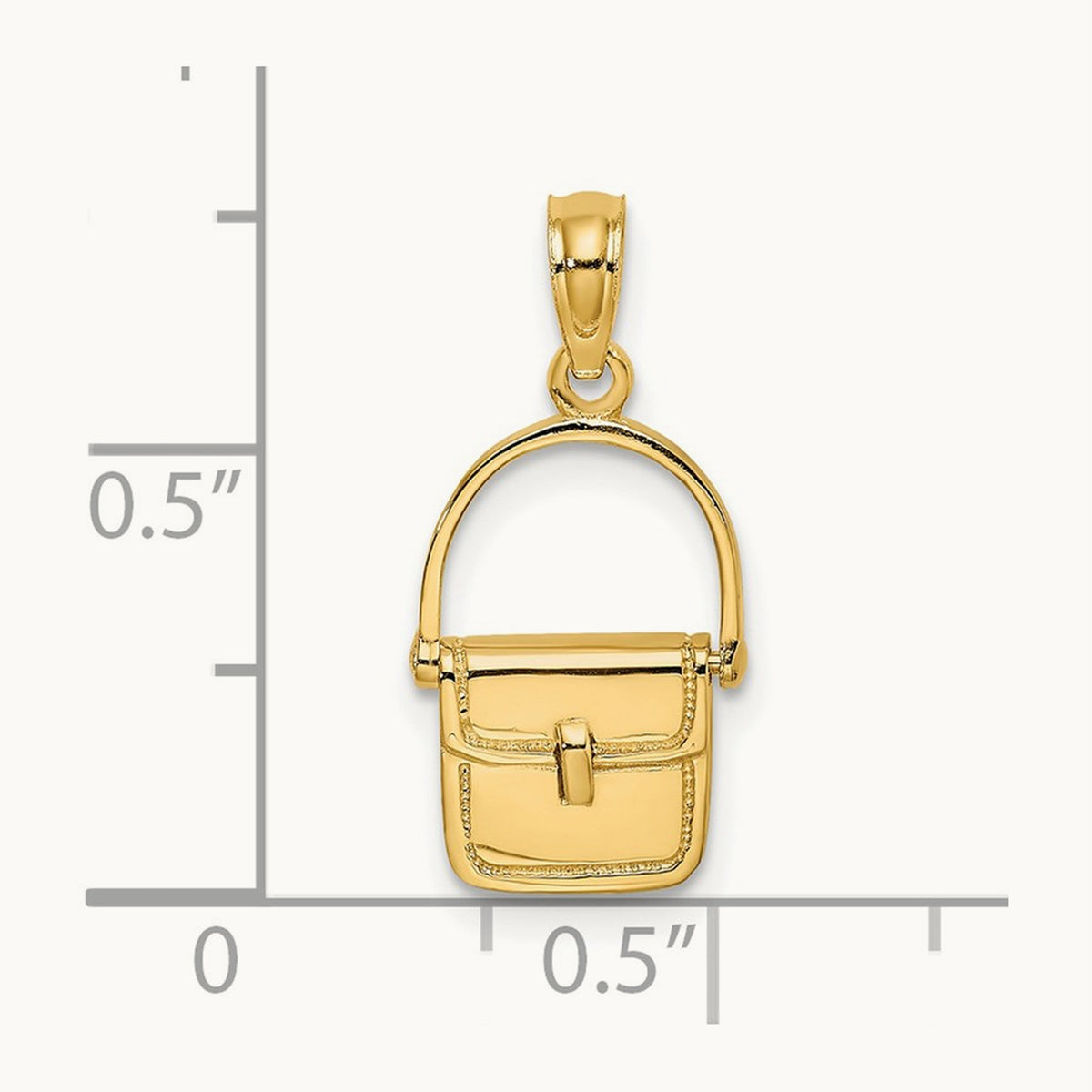 3-D Moveable Polished Purse Charm, 14K