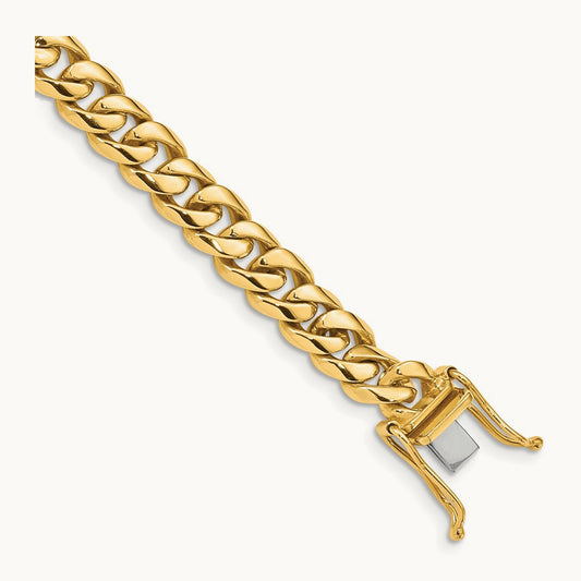 Hand-polished Rounded Curb Link Bracelet — 14K Yellow Gold, 7.25mm