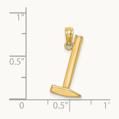 3-D Hammer Charm, 14K