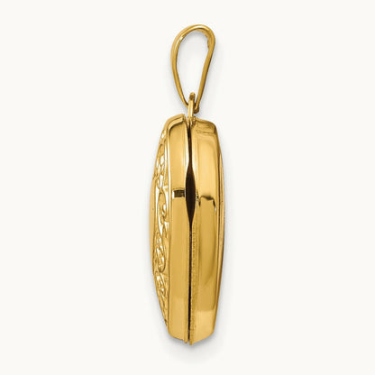 Scroll Heart Locket, 14K