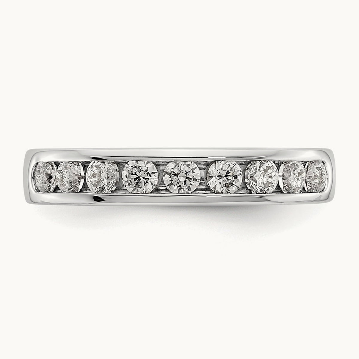 9-Stone Diamond Channel Band, 14K White Gold