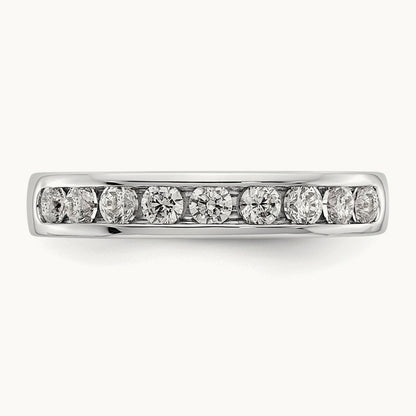 9-Stone Diamond Channel Band, 14K White Gold