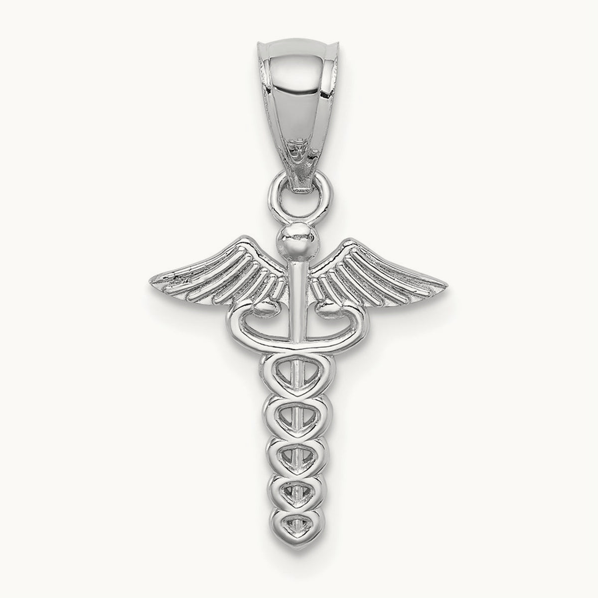 Polished Medical Symbol Pendant, 14K White